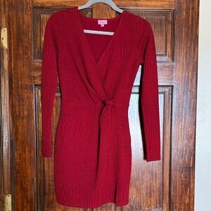 Miami Deep Red Long Sleeve Dress